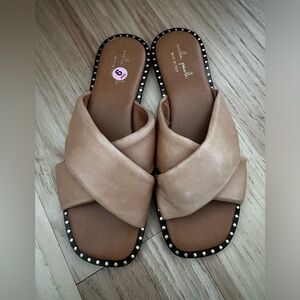 Mila Paoli Brown Leather Slide Sandals  Made in Italy  Size 9.5